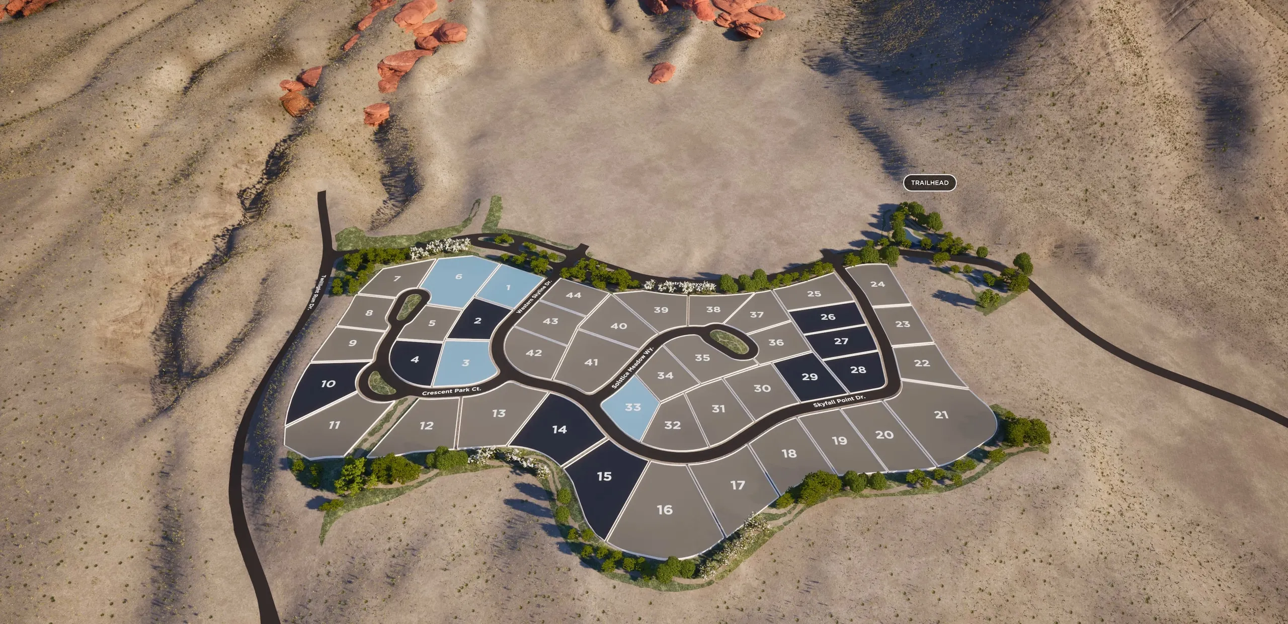The full lot plan seen from overhead
